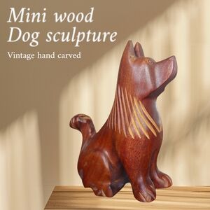 Hand-Carved Mini Wood Dog Sculpture 🐕Vintage
